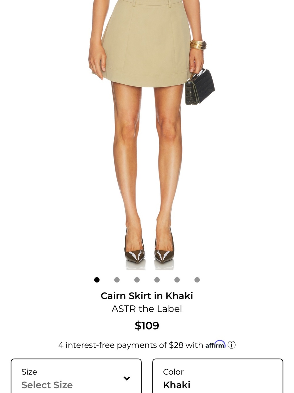 Astr Khaki A-Line Mini Skirt